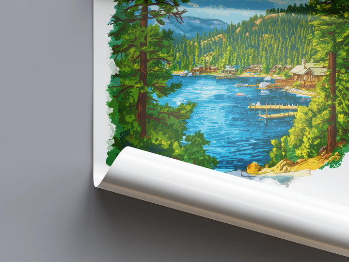 Lake Arrowhead Watercolor Poster Lake Arrowhead California Travel Print Wall Art Lake Arrowhead Home Decor Lake Arrowhead Gift Art Lovers