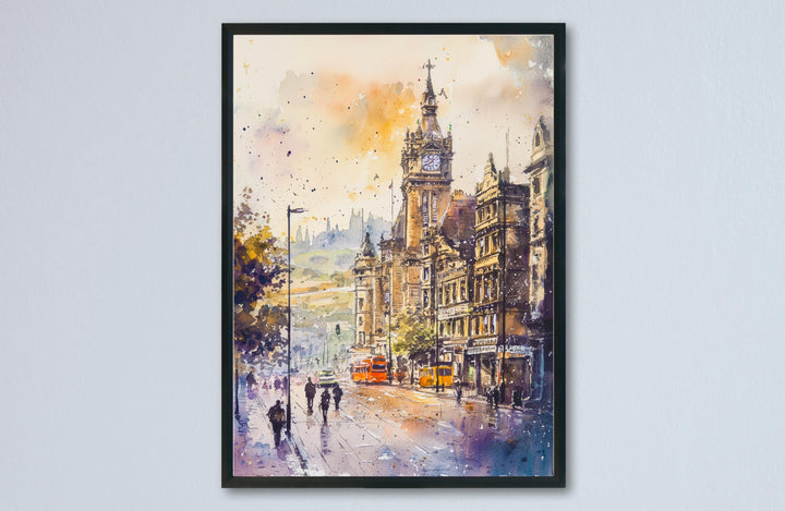 Bradford Watercolor Poster Bradford Travel Print England Wall Art Bradford City Decor Historic Architecture Yorkshire Scene Landscape