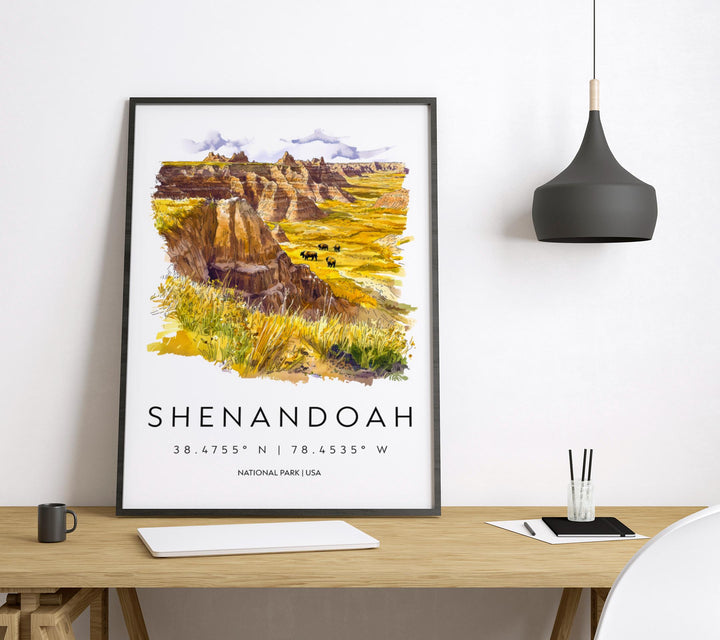 Shenandoah Watercolor Poster Shenandoah Travel Print Virginia Wall Art Shenandoah National Park Decor Skyline Drive Mountain Scene Print