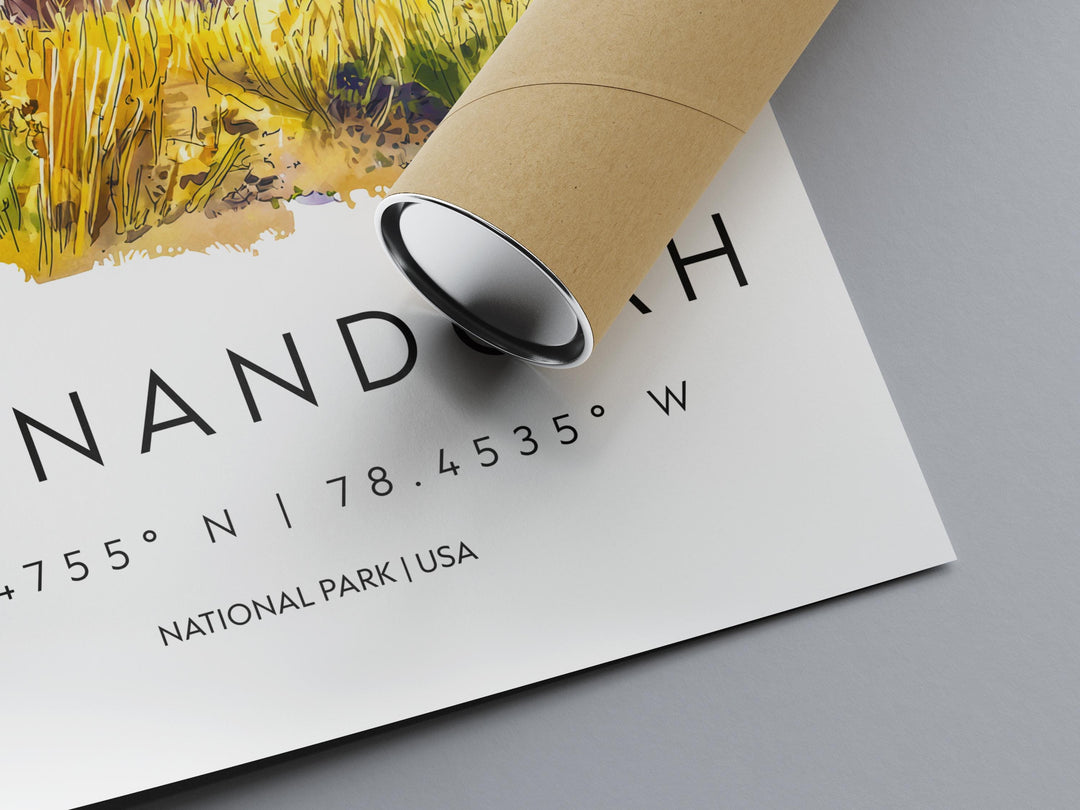Shenandoah Watercolor Poster Shenandoah Travel Print Virginia Wall Art Shenandoah National Park Decor Skyline Drive Mountain Scene Print
