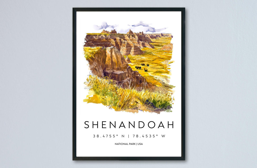 Shenandoah Watercolor Poster Shenandoah Travel Print Virginia Wall Art Shenandoah National Park Decor Skyline Drive Mountain Scene Print