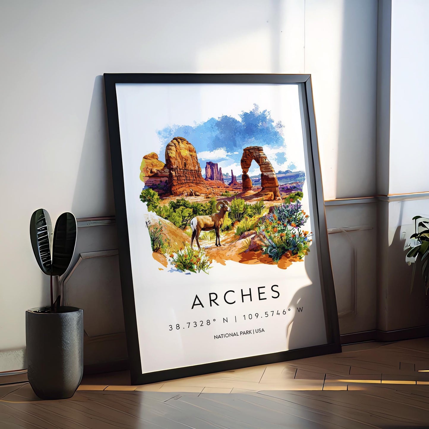 Arches National Park Watercolor Poster Arches Travel Print Utah Wall Art Arches Landscape Decor Desert Arch Scene Southwest Nature Print