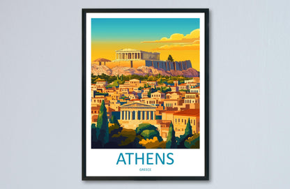 Athens Travel Poster Greece Wall Art Acropolis Cityscape Print Urban Decor Greece Gift Souvenir Scene Europe Ancient Landmark Art