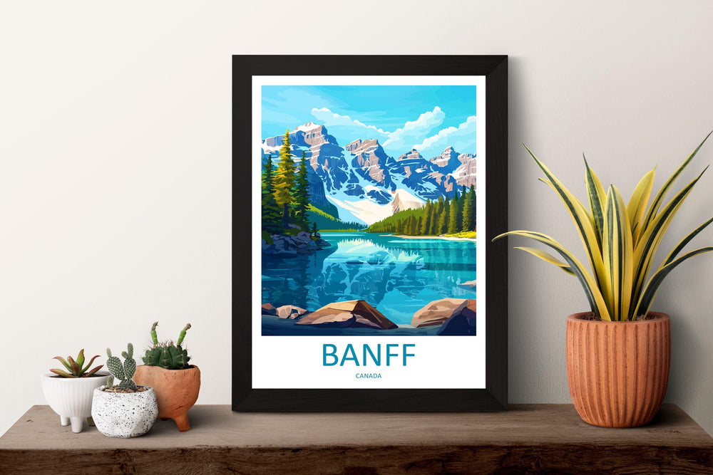 Banff Travel Poster Canada Wall Art Mountains Lake Print Nature Decor Canada Gift Souvenir Scene North America Alpine Art