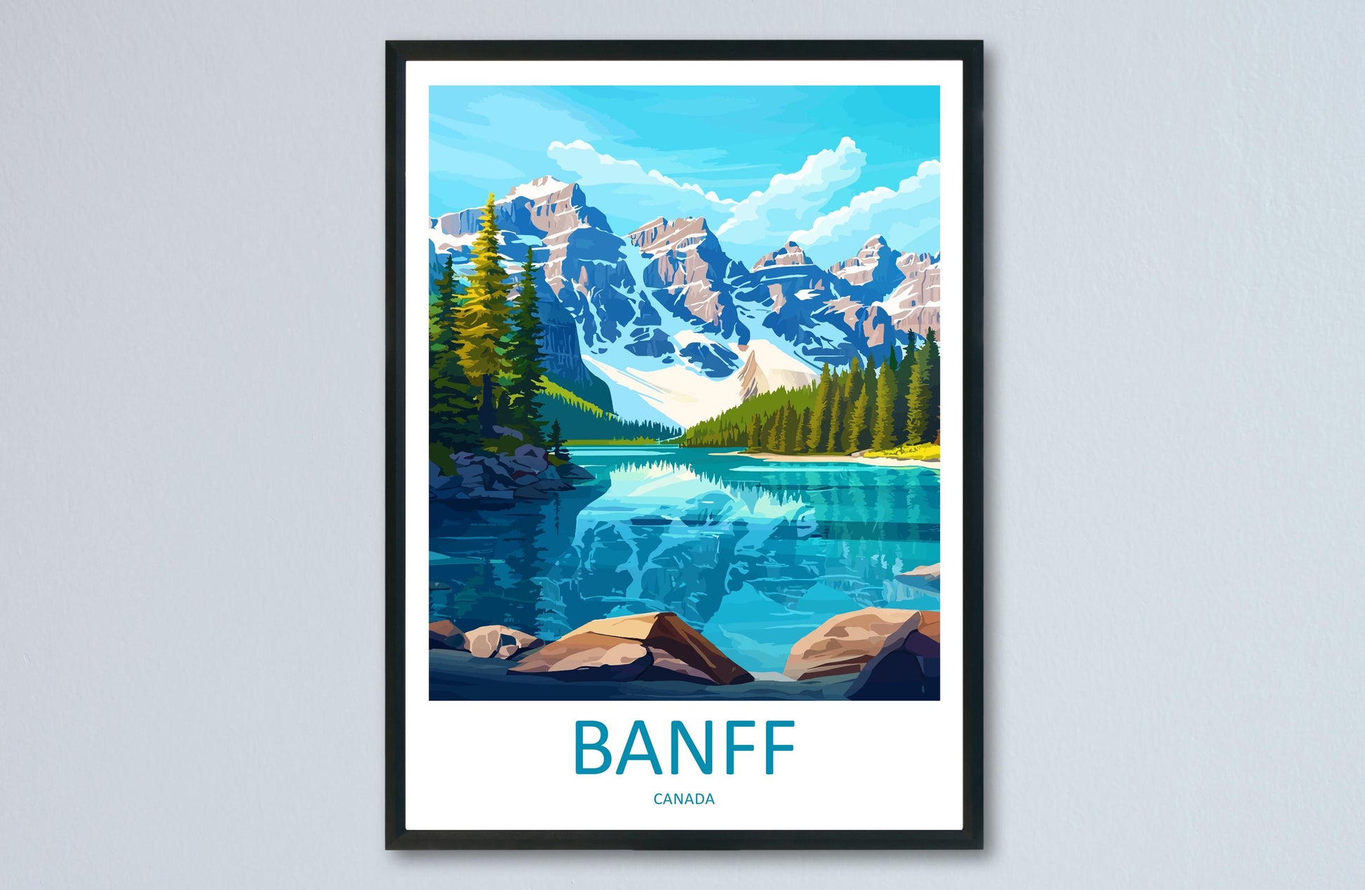 Banff Travel Poster Canada Wall Art Mountains Lake Print Nature Decor Canada Gift Souvenir Scene North America Alpine Art