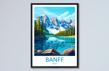 Banff Travel Poster Canada Wall Art Mountains Lake Print Nature Decor Canada Gift Souvenir Scene North America Alpine Art