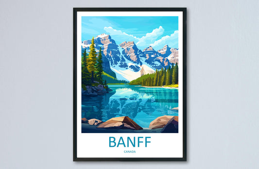 Banff Travel Poster Canada Wall Art Mountains Lake Print Nature Decor Canada Gift Souvenir Scene North America Alpine Art