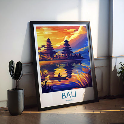 Bali Travel Poster Indonesia Wall Art Temple Beach Print Nature Decor Indonesia Gift Souvenir Scene Asia Tropical Landmark Art