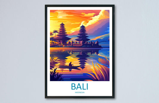 Bali Travel Poster Indonesia Wall Art Temple Beach Print Nature Decor Indonesia Gift Souvenir Scene Asia Tropical Landmark Art