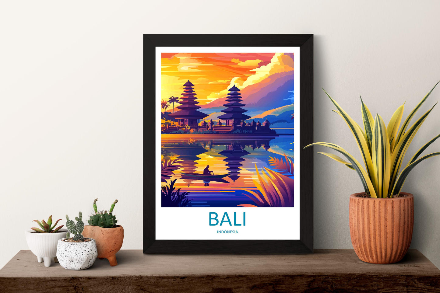 Bali Travel Poster Indonesia Wall Art Temple Beach Print Nature Decor Indonesia Gift Souvenir Scene Asia Tropical Landmark Art