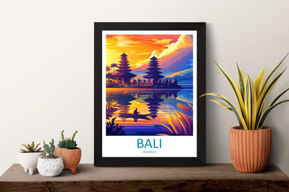 Bali Travel Poster Indonesia Wall Art Temple Beach Print Nature Decor Indonesia Gift Souvenir Scene Asia Tropical Landmark Art
