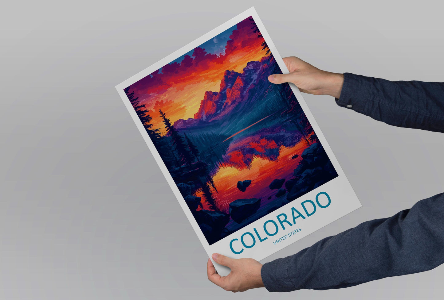 Colorado Travel Poster USA Wall Art Mountain Landscape Print Nature Decor US Gift Souvenir Scene North America Alpine Art