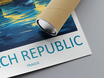 Czech Republic Travel Poster Europe Wall Art Prague Cityscape Print Urban Decor Czech Gift Souvenir Scene European Landmark Art