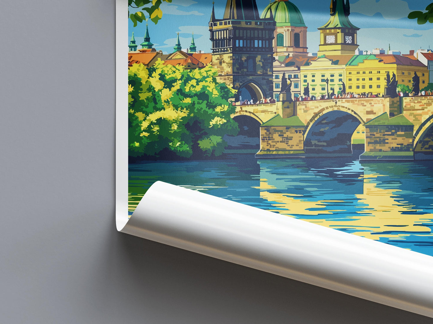 Czech Republic Travel Poster Europe Wall Art Prague Cityscape Print Urban Decor Czech Gift Souvenir Scene European Landmark Art