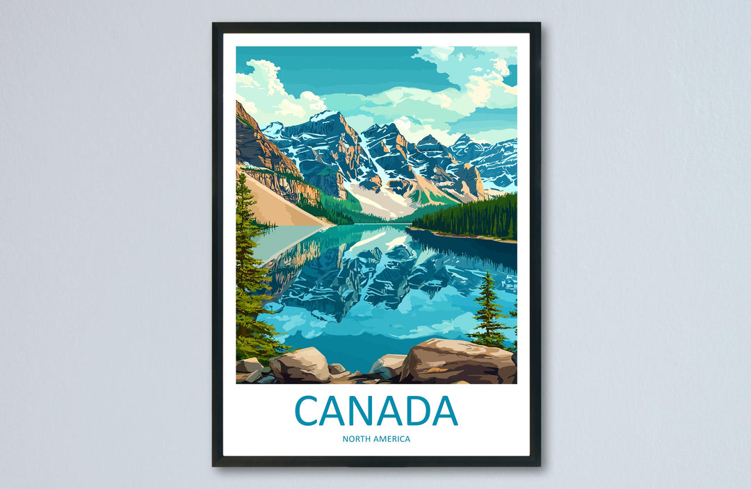 Canada Travel Poster North America Wall Art Maple Leaf Landscape Print Nature Decor Canada Gift Souvenir Scene Iconic Landmark Art