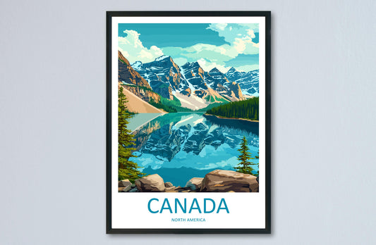 Canada Travel Poster North America Wall Art Maple Leaf Landscape Print Nature Decor Canada Gift Souvenir Scene Iconic Landmark Art