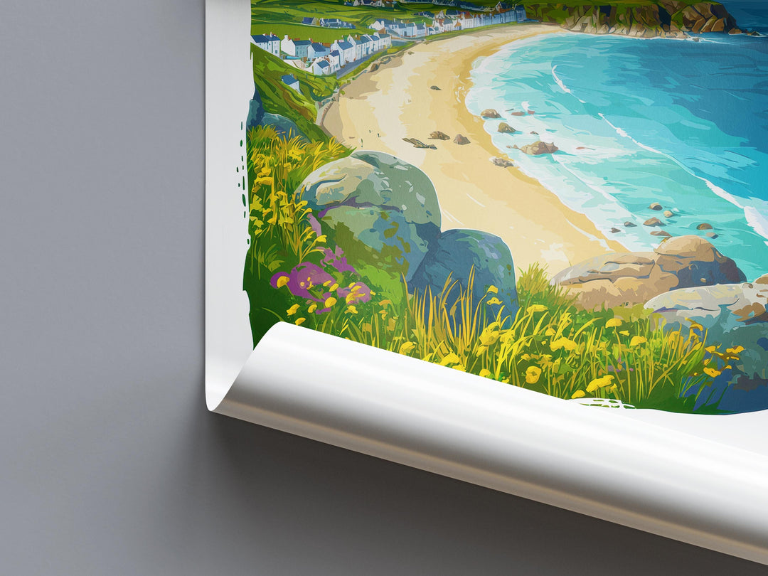 Sennen Watercolor Poster Sennen Cornwall Travel Print Wall Art Sennen Home Decor Sennen Gift Art Lovers UK Beach Surfing