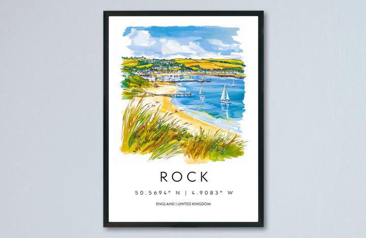 Rock Cornwall Watercolor Poster Rock Cornwall Travel Print Wall Art Rock Home Decor Rock Gift Art Lovers UK Estuary View