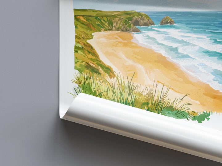 Perranporth Watercolor Poster Perranporth Cornwall Travel Print Wall Art Perranporth Home Decor Perranporth Gift Art Lovers UK Beach
