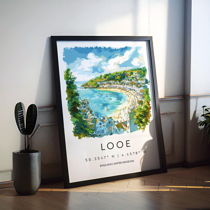 Looe Watercolor Poster Looe Cornwall Travel Print Wall Art Looe Home Decor Looe Gift Art Lovers UK Fishing Town
