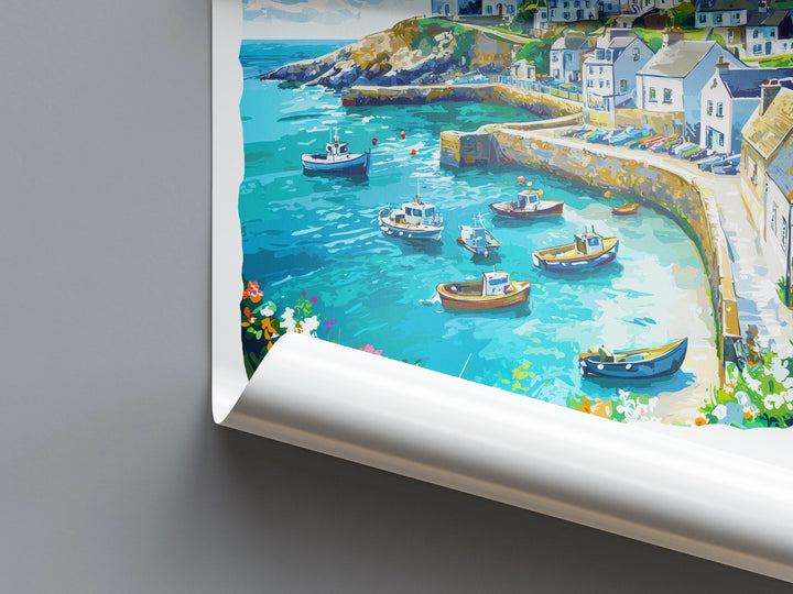 Coverack Watercolor Poster Coverack Cornwall Travel Print Wall Art Coverack Home Decor Coverack Gift Art Lovers UK Fishing Village