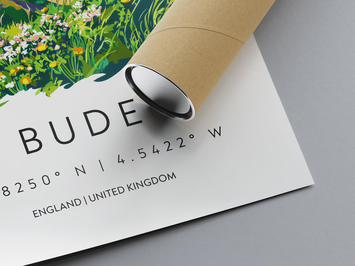 Bude Watercolor Poster Bude Cornwall Travel Print Wall Art Bude Home Decor Bude Gift Art Lovers UK Surf Town