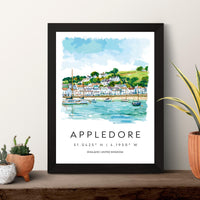 Appledore Watercolor Poster Appledore Devon Travel Print Wall Art Appledore Home Decor Appledore Gift Art Lovers UK Quayside Village