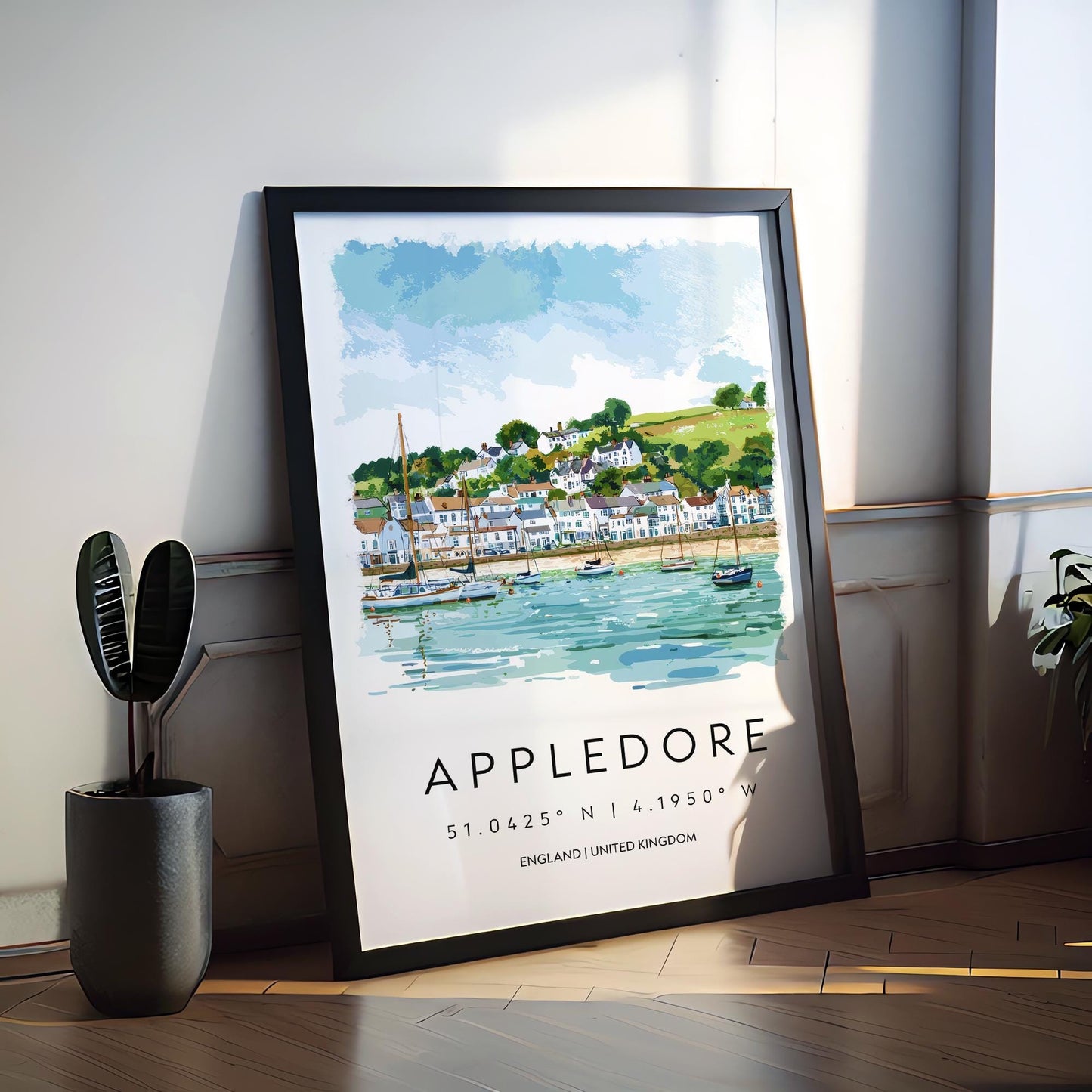 Appledore Watercolor Poster Appledore Devon Travel Print Wall Art Appledore Home Decor Appledore Gift Art Lovers UK Quayside Village