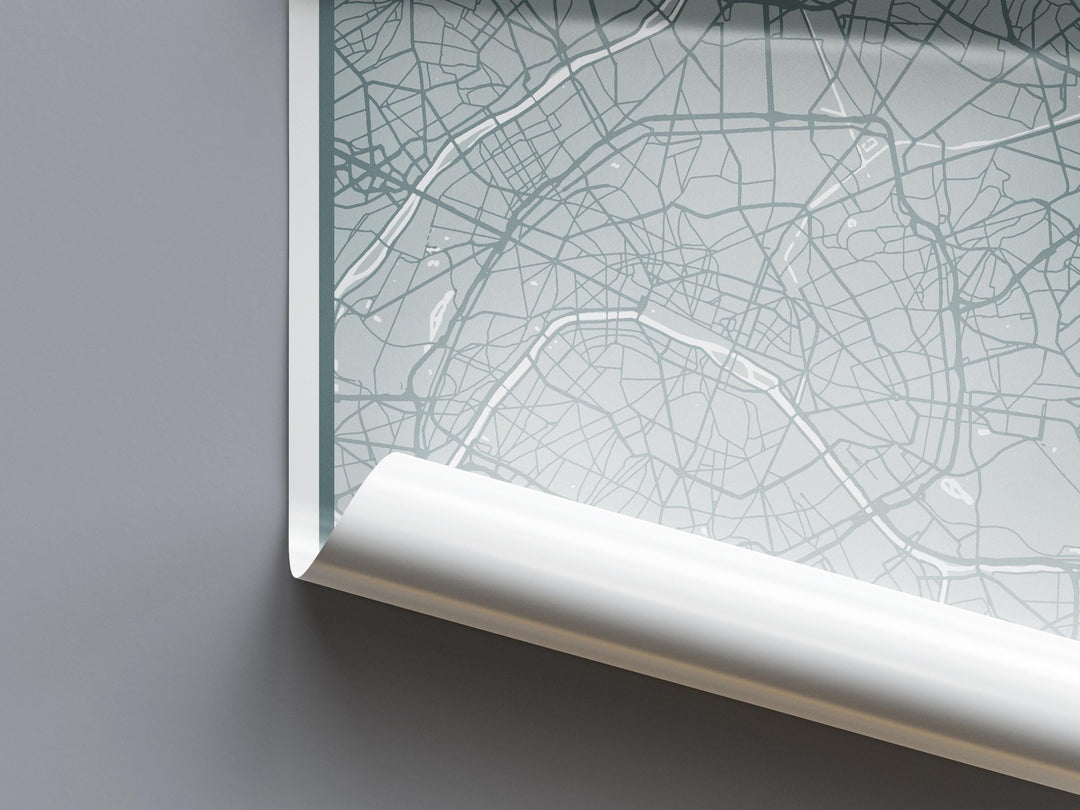 Paris Map Print (8 COLOURS AVAILABLE) Paris City Poster France Wall Art Paris Decor Street Map Art Urban Paris Illustration Travel Map Print