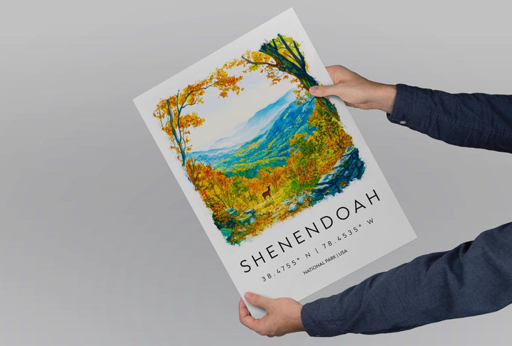 Shenandoah Watercolor Poster Shenandoah Travel Print Virginia Wall Art National Park Decor Skyline Drive Nature Scene Mountain Print