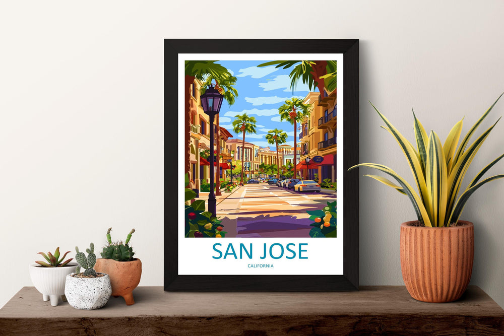San Jose Travel Poster California Wall Art Cityscape Print Silicon Valley View Illustration Bay Area Decor San Jose Gift Souvenir