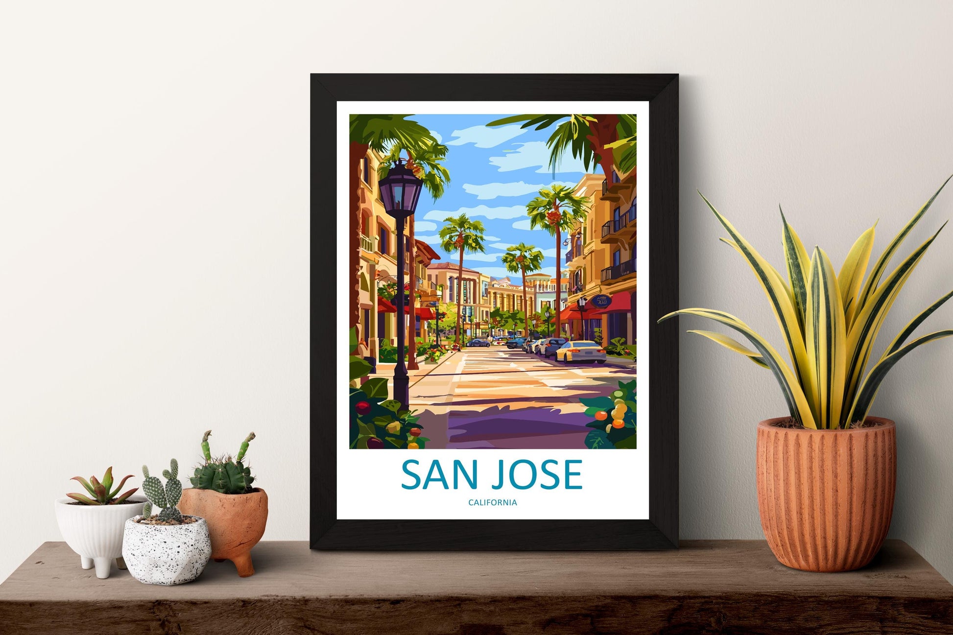San Jose Travel Poster California Wall Art Cityscape Print Silicon Valley View Illustration Bay Area Decor San Jose Gift Souvenir