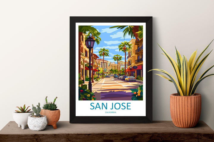 San Jose Travel Poster California Wall Art Cityscape Print Silicon Valley View Illustration Bay Area Decor San Jose Gift Souvenir