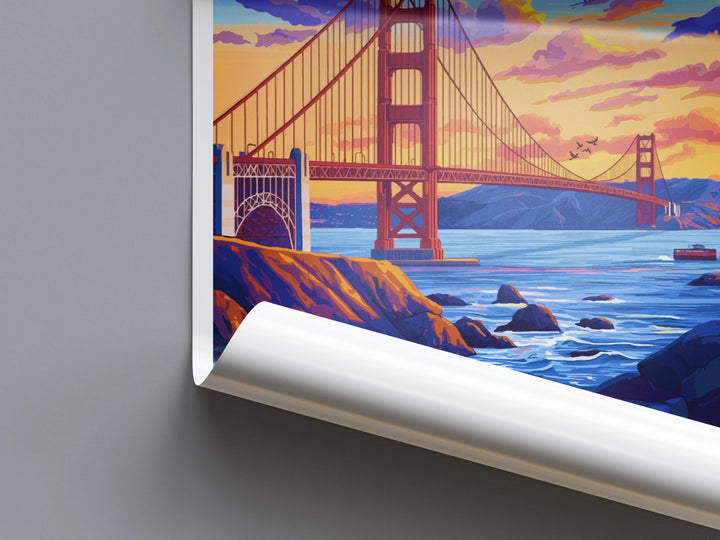 San Francisco Travel Poster California Wall Art Golden Gate Print City View Illustration Bay Area Decor San Francisco Gift Souvenir