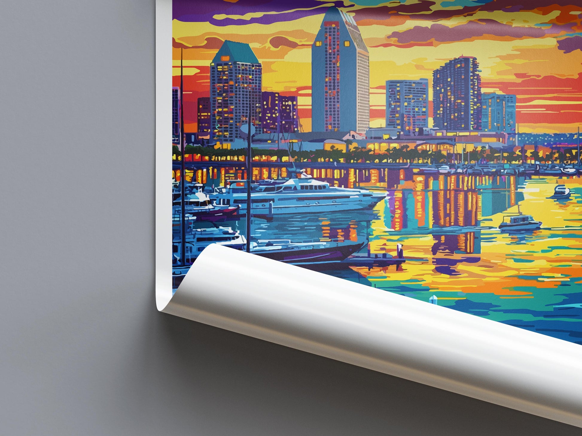 San Diego Travel Poster California Wall Art Coastal City Print Palm Tree View Illustration Waterfront Decor San Diego Gift Souvenir