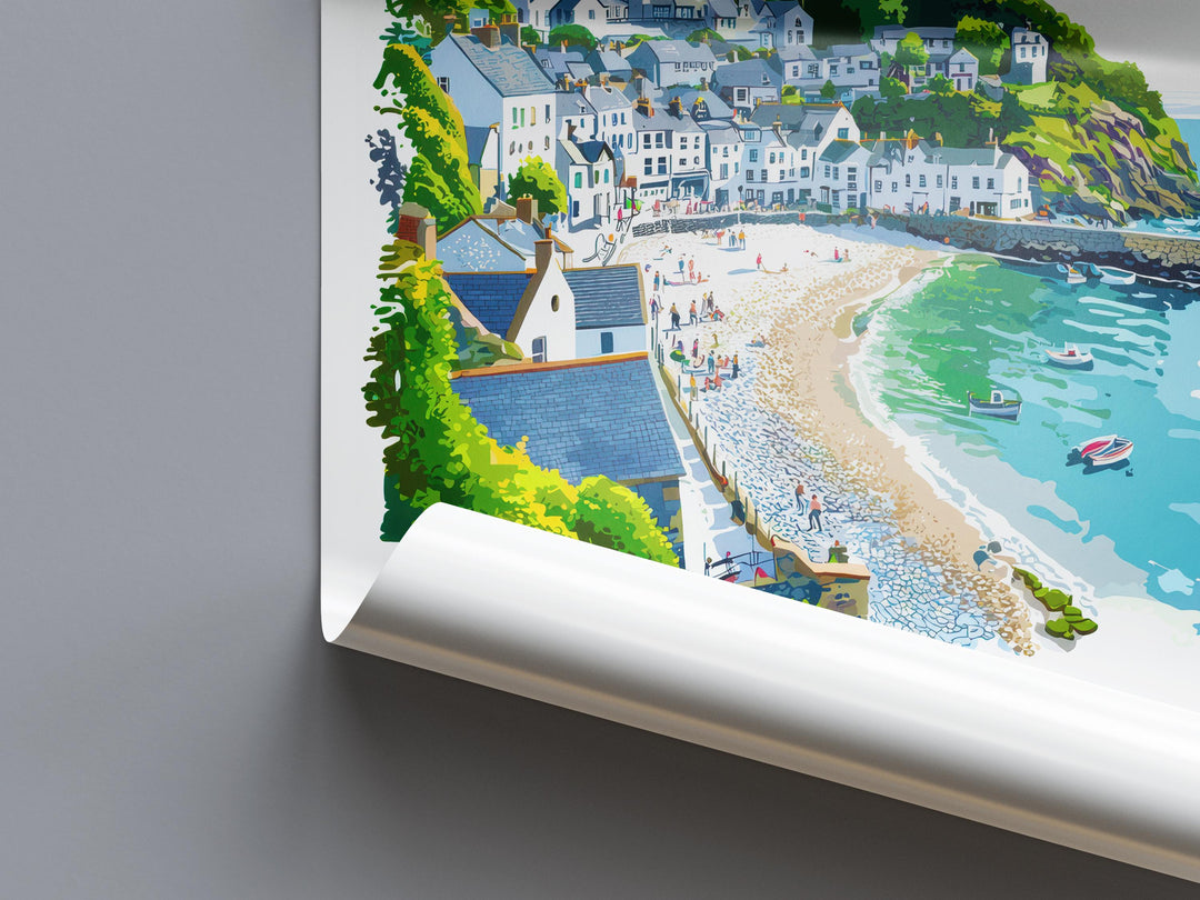 Clovelly Watercolor Poster Clovelly Devon Travel Print Wall Art Clovelly Home Decor Clovelly Gift Art Lovers UK Historic Village