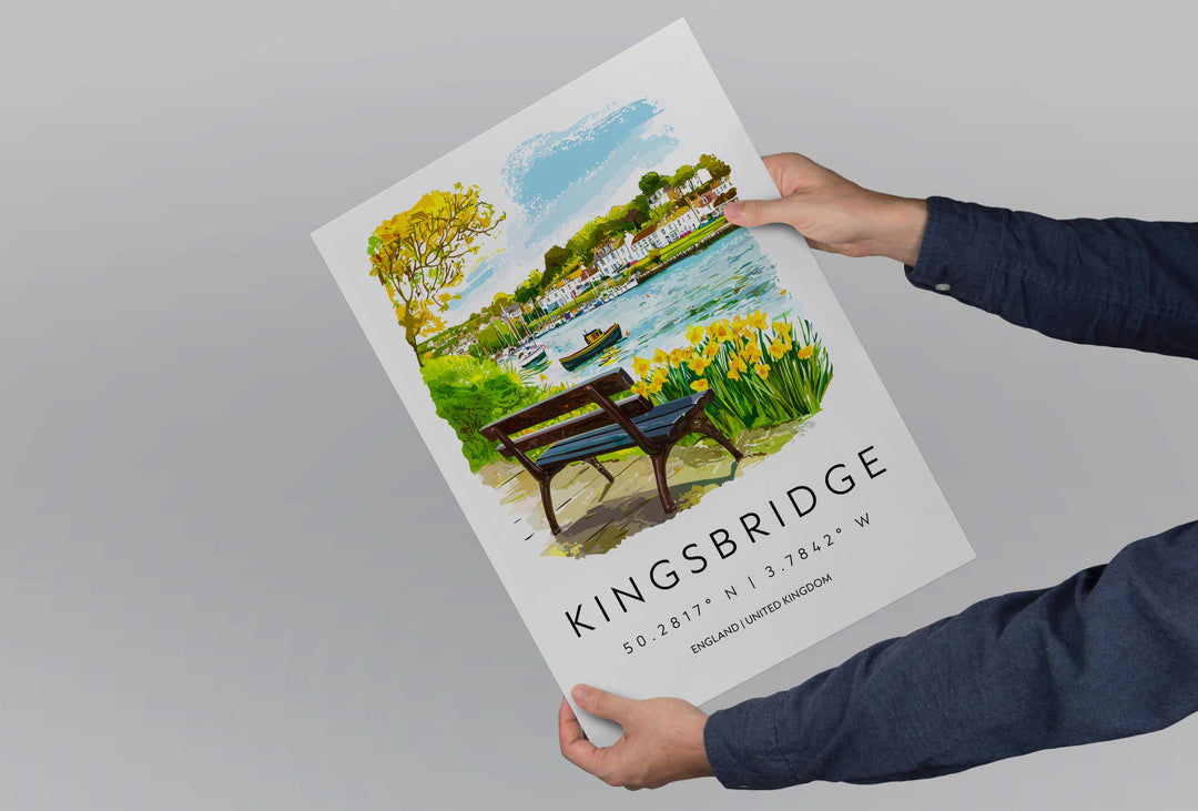 Kingsbridge Watercolor Poster Kingsbridge Devon Travel Print Wall Art Kingsbridge Home Decor Kingsbridge Gift Art Lovers UK Estuary Town