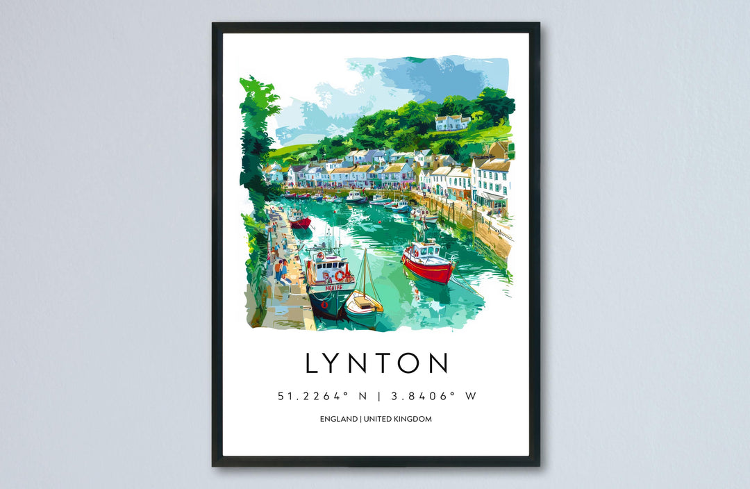 Lynton Watercolor Poster Lynton Devon Travel Print Wall Art Lynton Home Decor Lynton Gift Art Lovers UK Cliff Railway