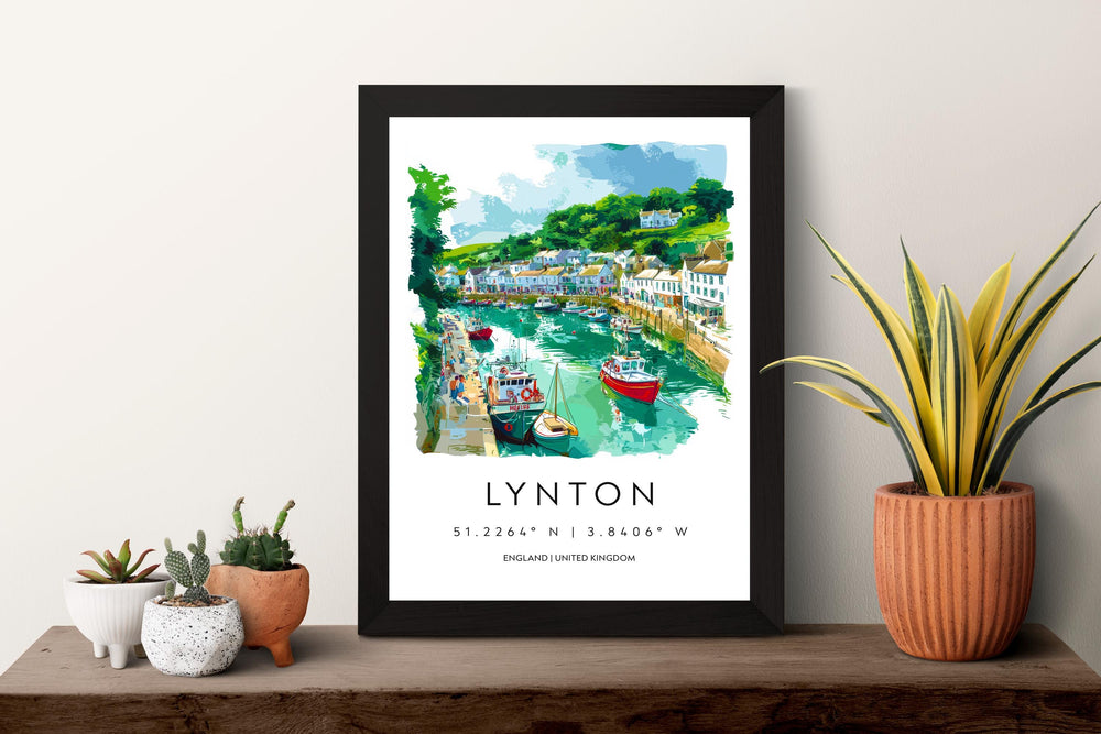 Lynton Watercolor Poster Lynton Devon Travel Print Wall Art Lynton Home Decor Lynton Gift Art Lovers UK Cliff Railway