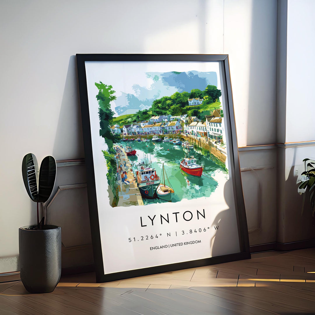 Lynton Watercolor Poster Lynton Devon Travel Print Wall Art Lynton Home Decor Lynton Gift Art Lovers UK Cliff Railway