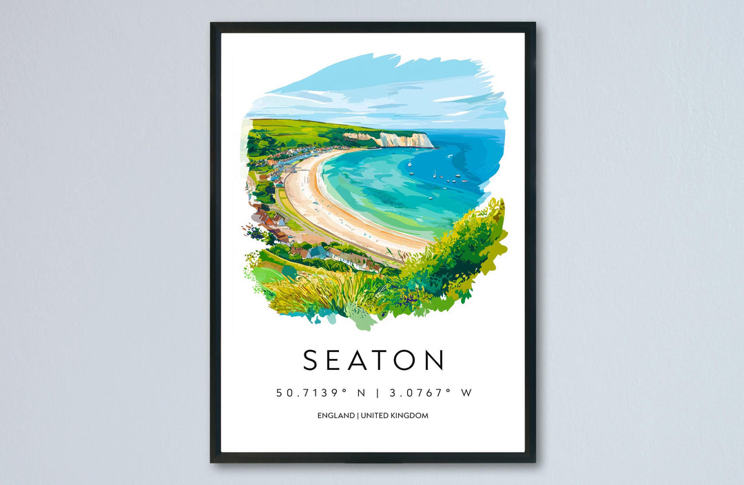 Seaton Watercolor Poster Seaton Devon Travel Print Wall Art Seaton Home Decor Seaton Gift Art Lovers UK Coastal Town