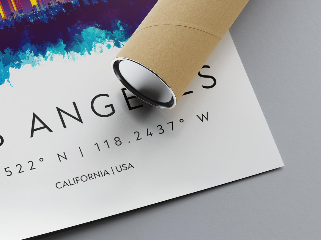 Los Angeles Watercolor Poster Los Angeles California Travel Print Wall Art Los Angeles Home Decor Los Angeles Gift Art Lovers Cityscape