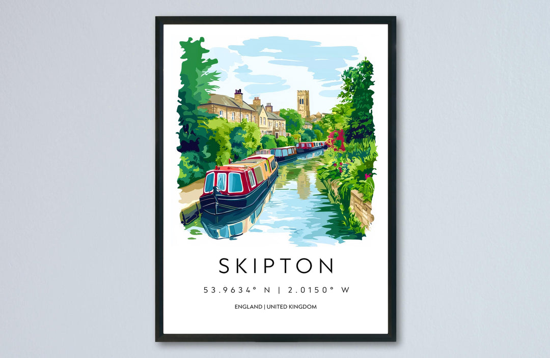 Skipton Watercolor Poster Skipton England Travel Print Wall Art Skipton Home Decor Skipton Gift Art Lovers UK Yorkshire Dales