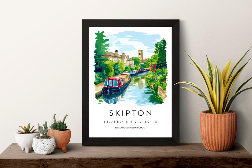 Skipton Watercolor Poster Skipton England Travel Print Wall Art Skipton Home Decor Skipton Gift Art Lovers UK Yorkshire Dales