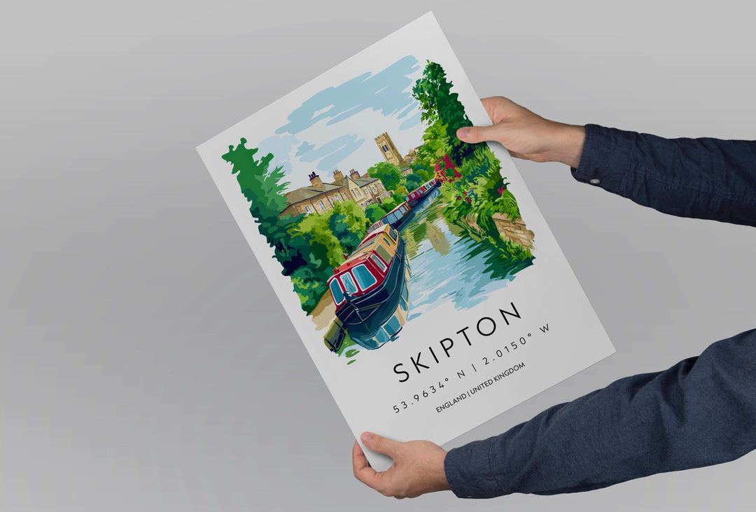 Skipton Watercolor Poster Skipton England Travel Print Wall Art Skipton Home Decor Skipton Gift Art Lovers UK Yorkshire Dales