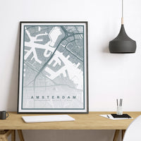 Amsterdam Map Print (8 COLOURS AVAILABLE) Amsterdam City Poster Netherlands Wall Art Amsterdam Decor Street Map Art Urban Amsterdam