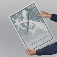 Amsterdam Map Print (8 COLOURS AVAILABLE) Amsterdam City Poster Netherlands Wall Art Amsterdam Decor Street Map Art Urban Amsterdam