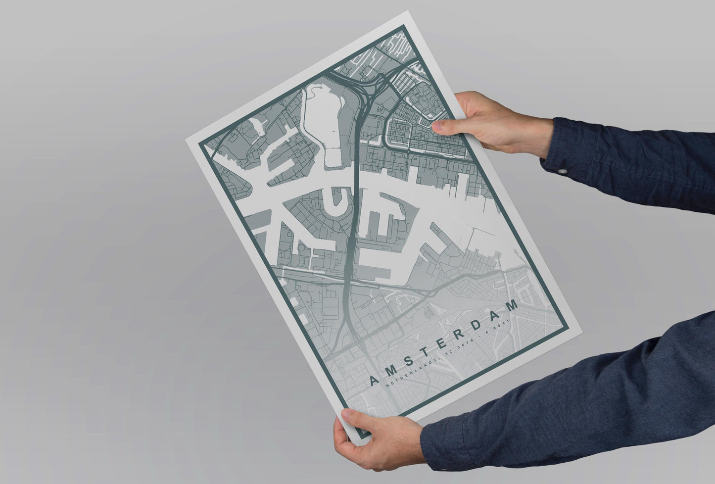 Amsterdam Map Print (8 COLOURS AVAILABLE) Amsterdam City Poster Netherlands Wall Art Amsterdam Decor Street Map Art Urban Amsterdam