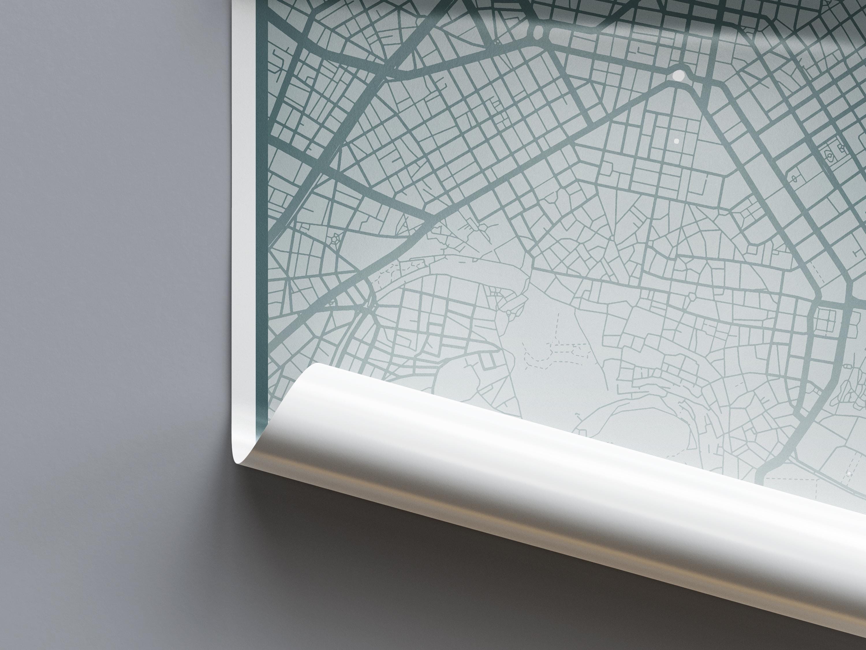 Athens Map Print (8 COLOURS AVAILABLE) Athens City Poster Greece Wall Art Athens Decor Urban Street Map Travel Illustration