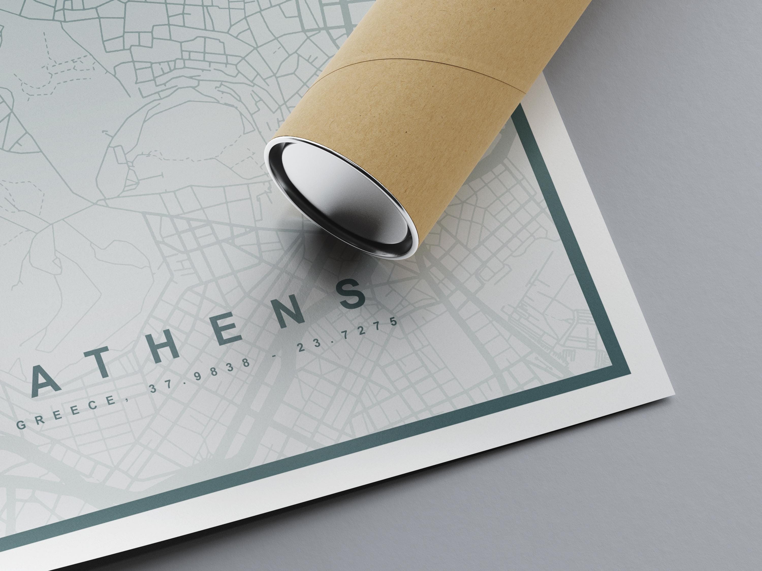 Athens Map Print (8 COLOURS AVAILABLE) Athens City Poster Greece Wall Art Athens Decor Urban Street Map Travel Illustration